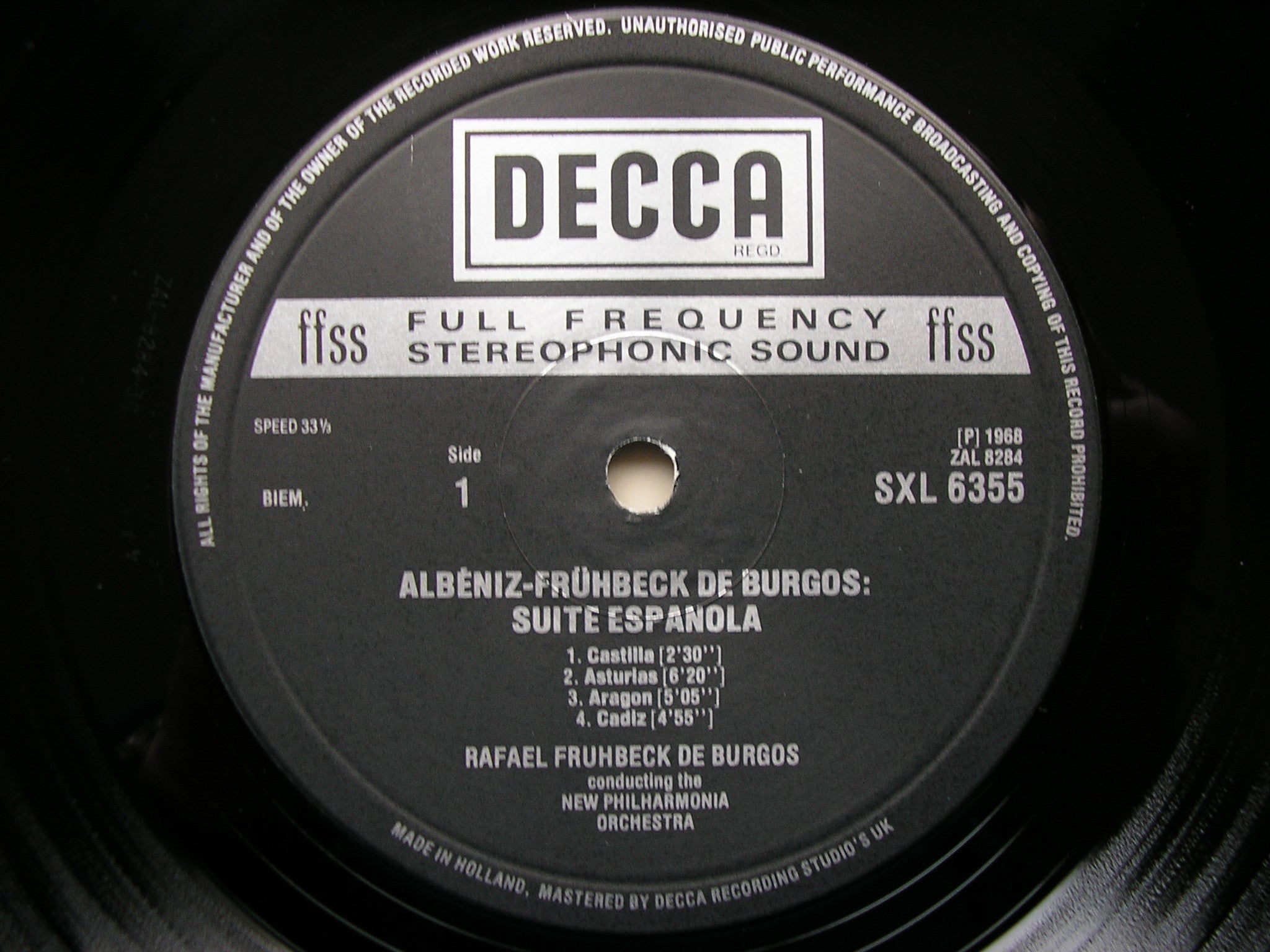 ALBENIZ: SUITE ESPANOLA       DE BURGOS / NEW PHILHARMONIA      SXL 6355
