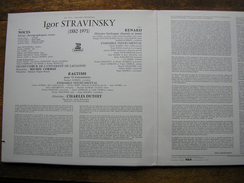 STRAVINSKY: LES NOCES / RENARD / RAGTIME   DUTOIT / SOLOISTS / ENSEMBLE INSTRUMENTAL   STU 70737