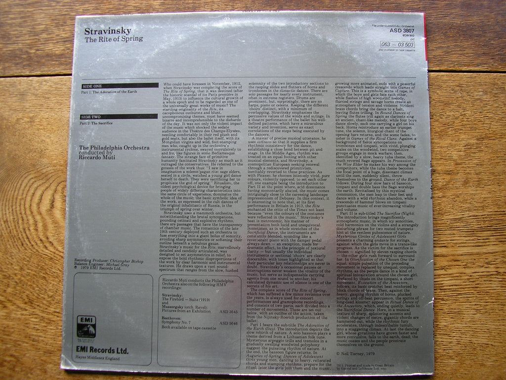 STRAVINSKY: THE RITE OF SPRING  MUTI / PHILADELPHIA ORCHESTRA  ASD 3807