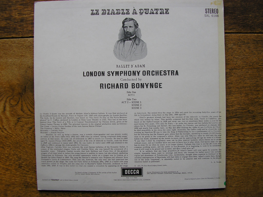 ADAM: LE DIABLE A QUATRE     LONDON SYMPHONY / BONYNGE     SXL 6188