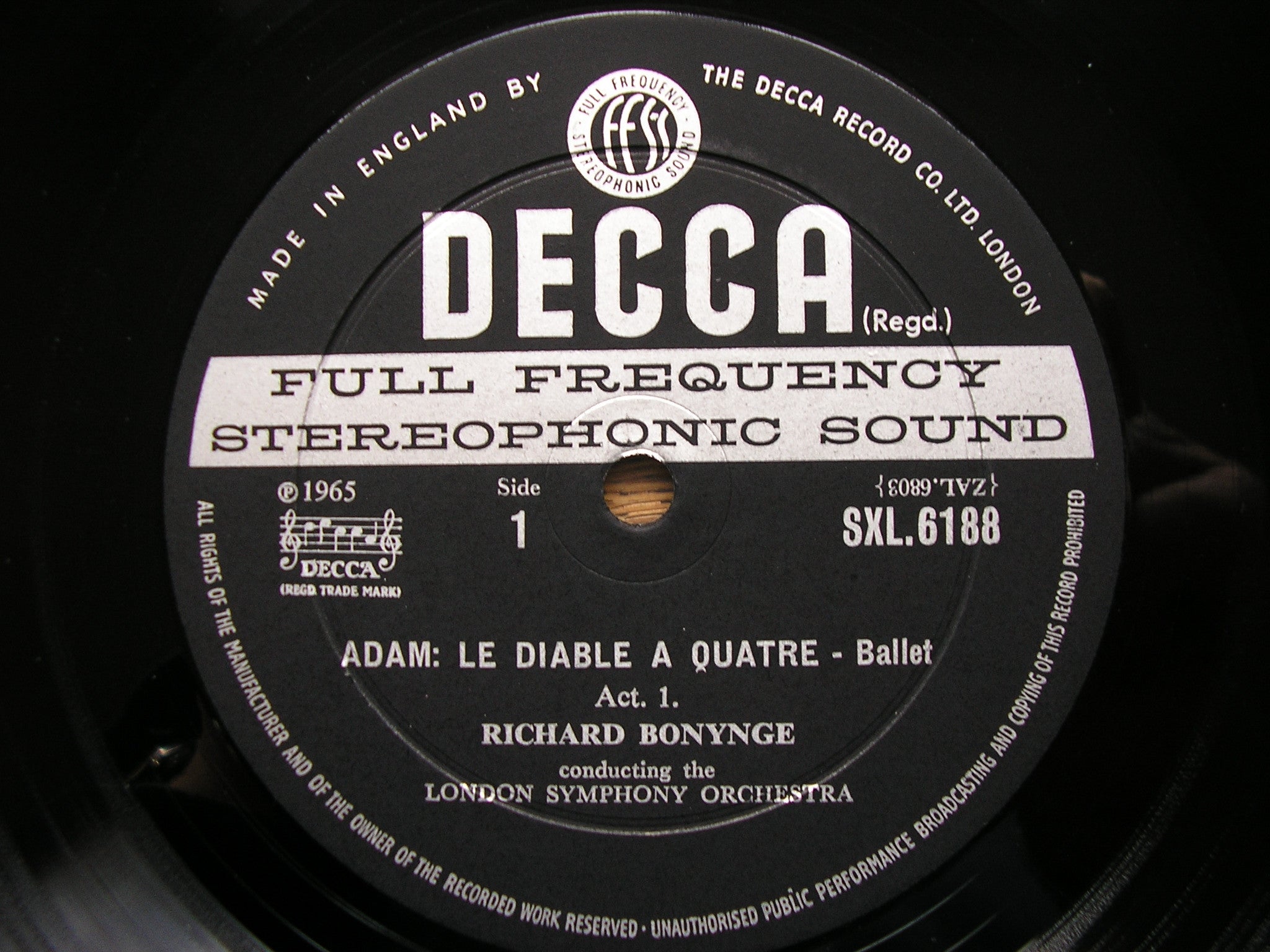 ADAM: LE DIABLE A QUATRE     LONDON SYMPHONY / BONYNGE     SXL 6188