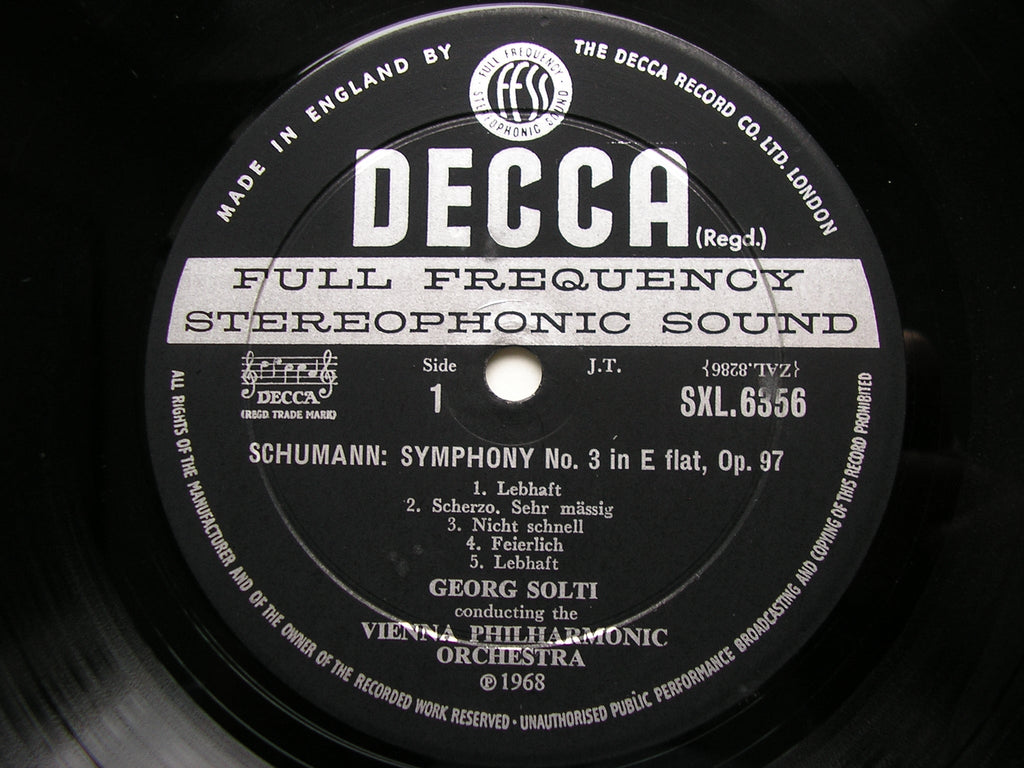 SCHUMANN: THE SYMPHONIES / OVERTURE, SCHERZO & FINALE / OVERTURE Julius Caesar   SOLTI / VIENNA PHILHARMONIC  Decca 3 LP