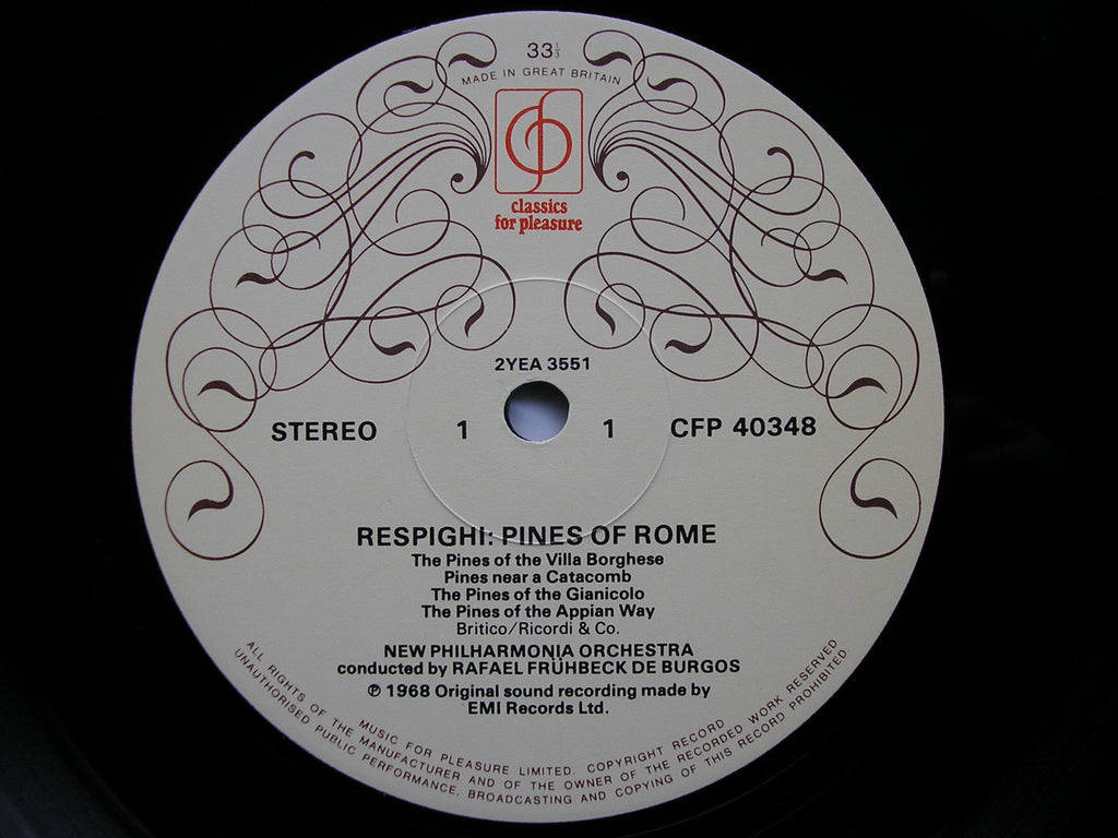 RESPIGHI: FOUNTAINS OF ROME / PINES OF ROME / STRAVINSKY: FIREWORKS / CIRCUS POLKA    DE BURGOS / NEW PHILHARMONIA   CFP 40348