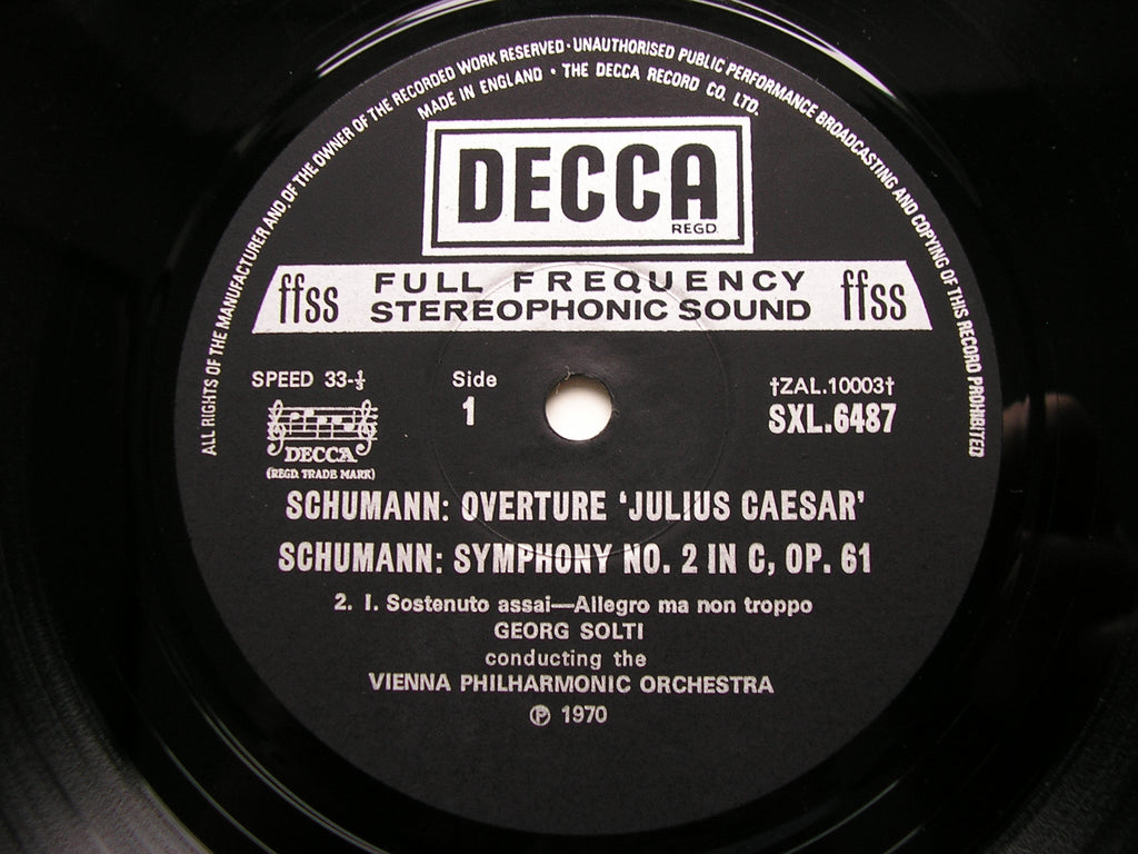 SCHUMANN: THE SYMPHONIES / OVERTURE, SCHERZO & FINALE / OVERTURE Julius Caesar   SOLTI / VIENNA PHILHARMONIC  Decca 3 LP