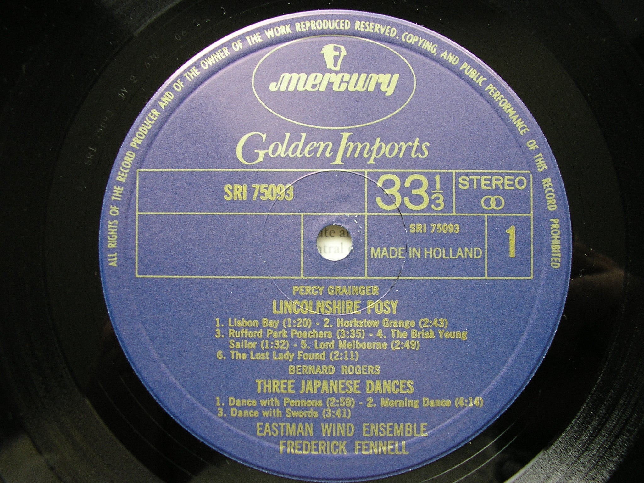 ROGERS: 3 JAPANESE DANCES / GRAINGER: LINCOLNSHIRE POSY  FENNELL / EASTMAN WIND   SRI 75093