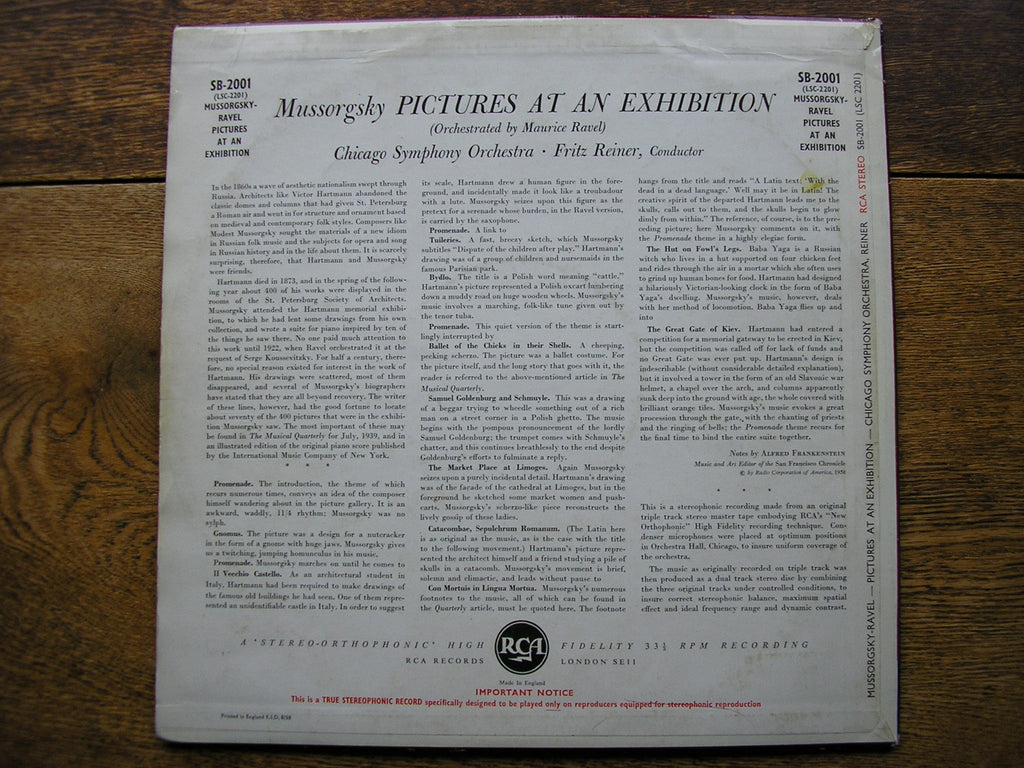 MUSSORGSKY: PICTURES AT AN EXHIBITION   REINER / CHICAGO SYMPHONY  SB 2001