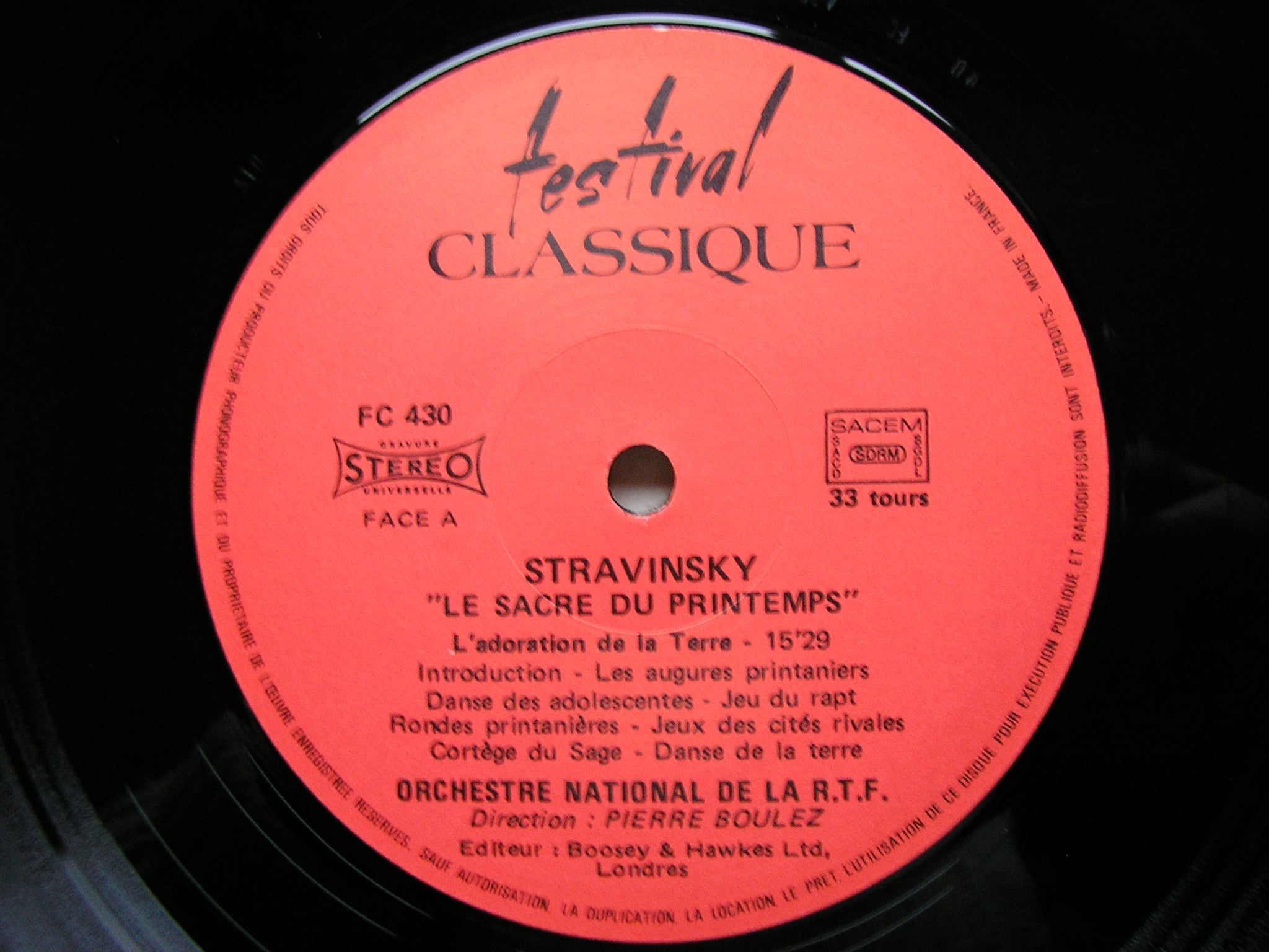 STRAVINSKY: THE RITE OF SPRING / 4 ETUDES FOR ORCHESTRA   BOULEZ / FNRO  FC430