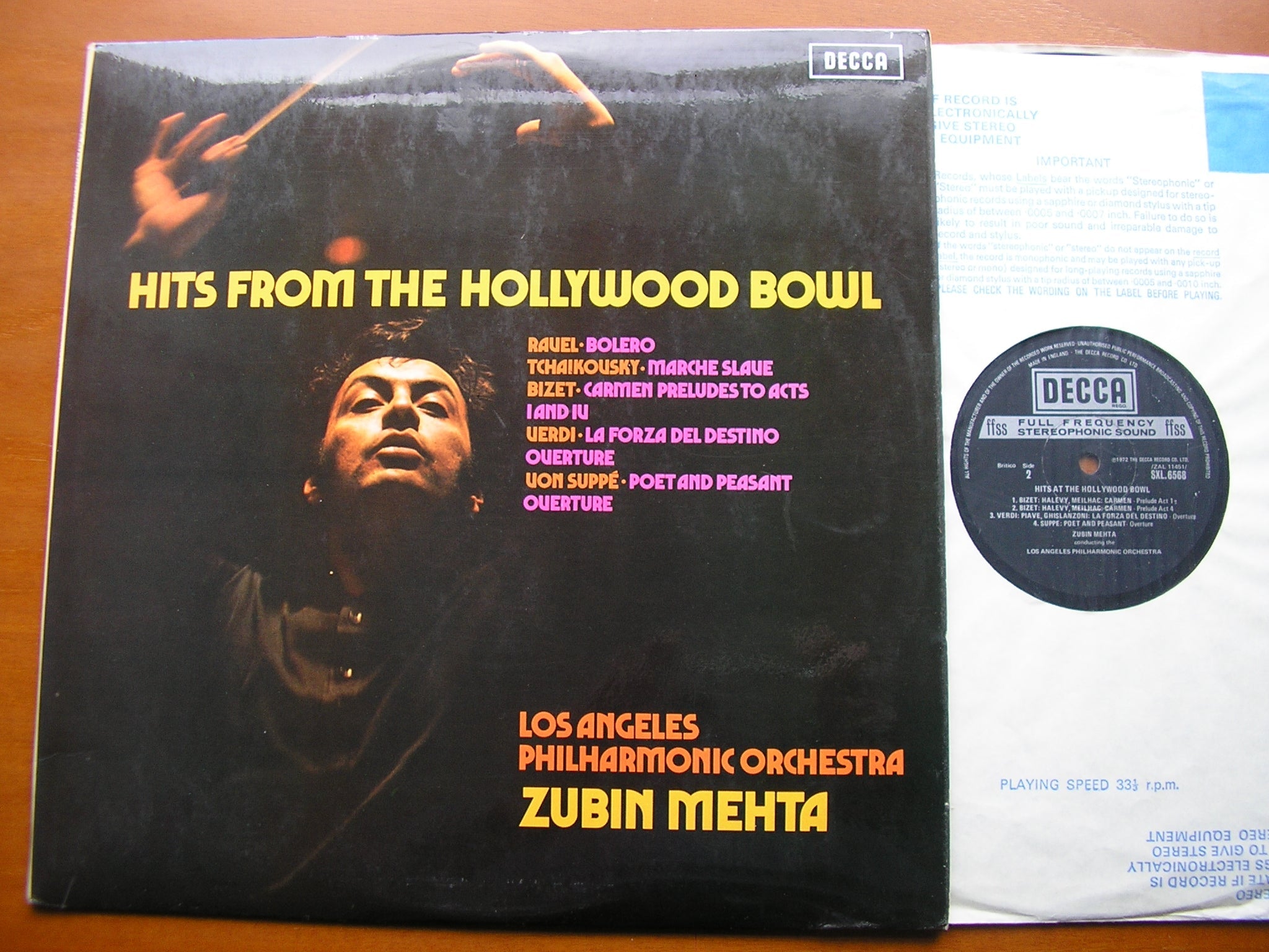 SXL 6568 HITS FROM THE HOLLYWOOD BOWL: RAVEL / TCHAIKOVSKY / SUPPE / VERDI / BIZET MEHTA / LOS ANGELES PHILHARMONIC