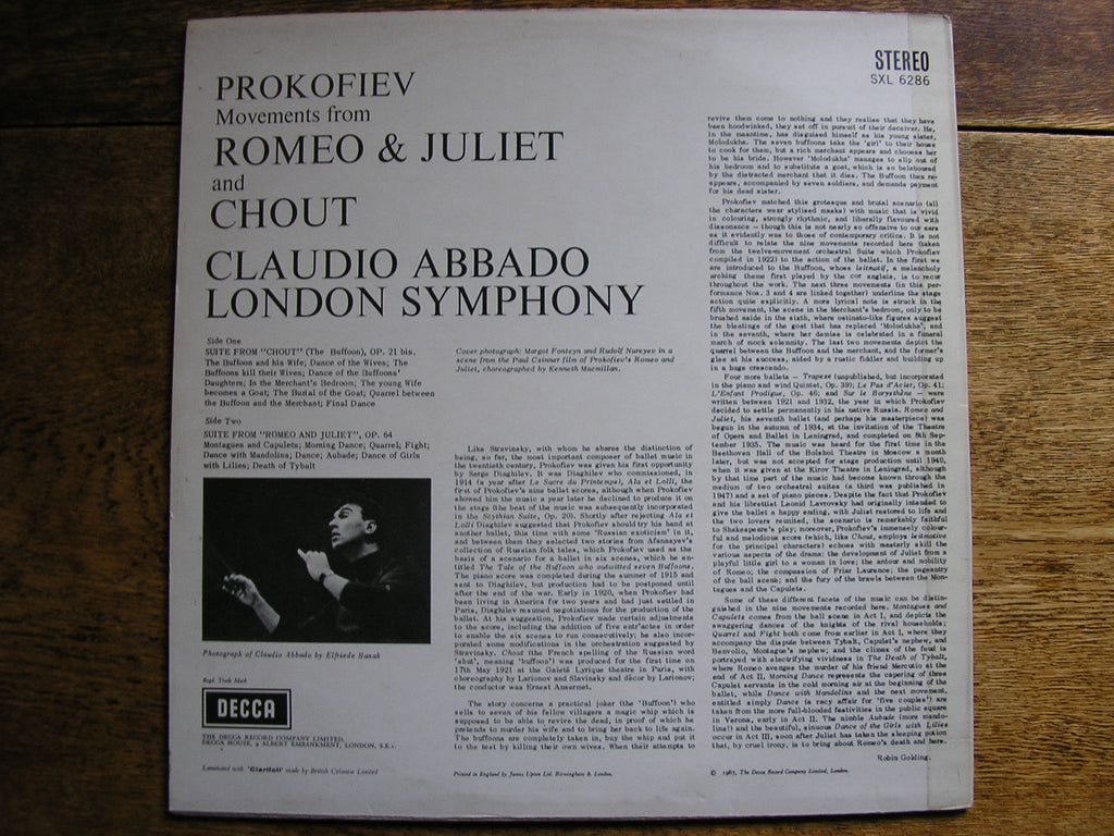 PROKOFIEV: ROMEO & JULIET / CHOUT       LONDON SYMPHONY / ABBADO     SXL 6286