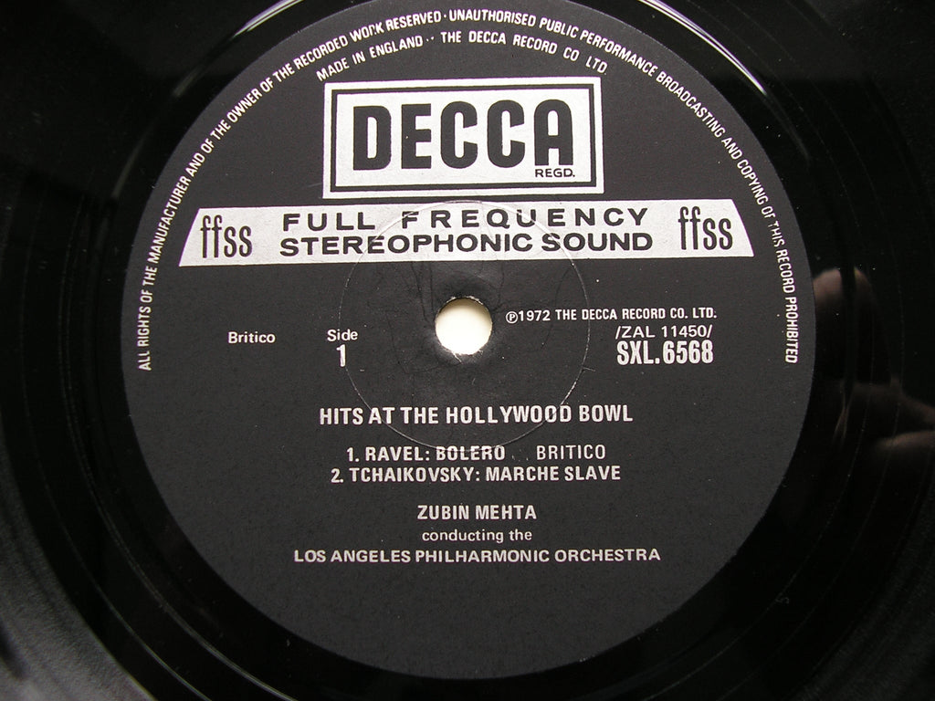 SXL 6568 HITS FROM THE HOLLYWOOD BOWL: RAVEL / TCHAIKOVSKY / SUPPE / VERDI / BIZET MEHTA / LOS ANGELES PHILHARMONIC