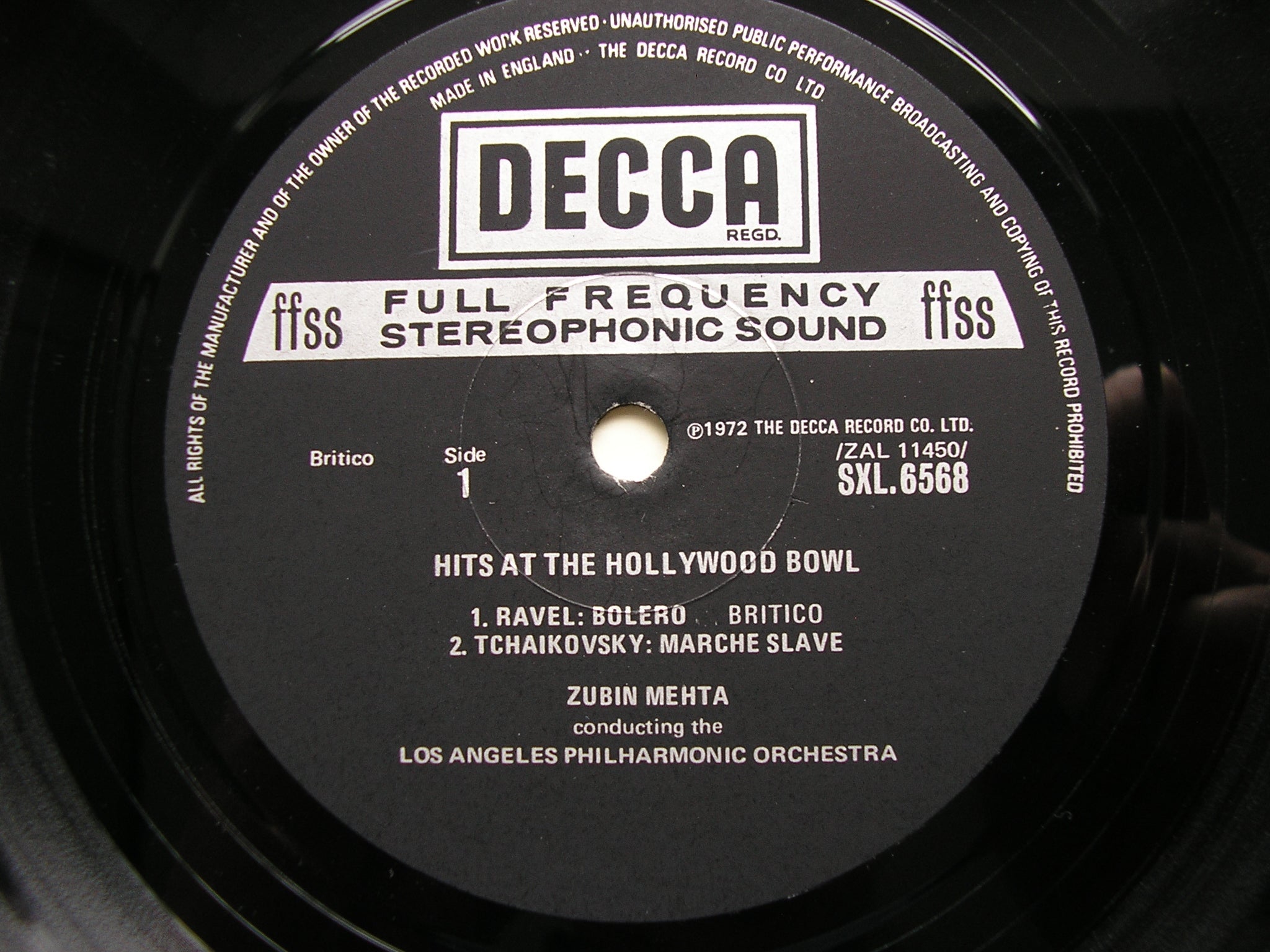 SXL 6568 HITS FROM THE HOLLYWOOD BOWL: RAVEL / TCHAIKOVSKY / SUPPE / VERDI / BIZET MEHTA / LOS ANGELES PHILHARMONIC