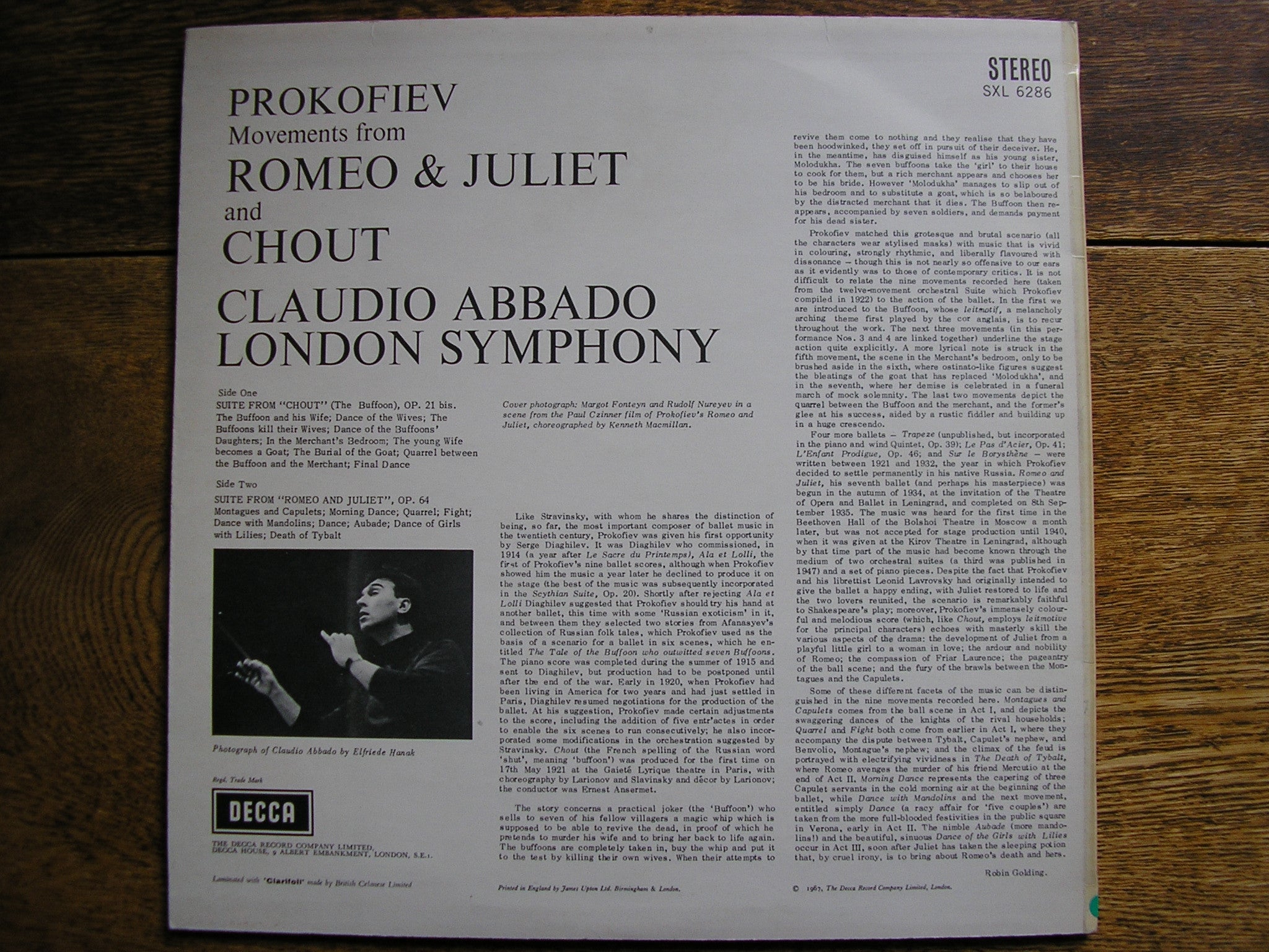 PROKOFIEV: ROMEO & JULIET / CHOUT      LONDON SYMPHONY / ABBADO      SXL 6286