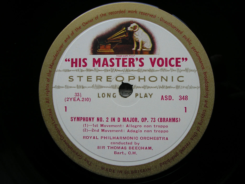 BRAHMS: SYMPHONY No. 2   BEECHAM / ROYAL PHILHARMONIC  ASD 348