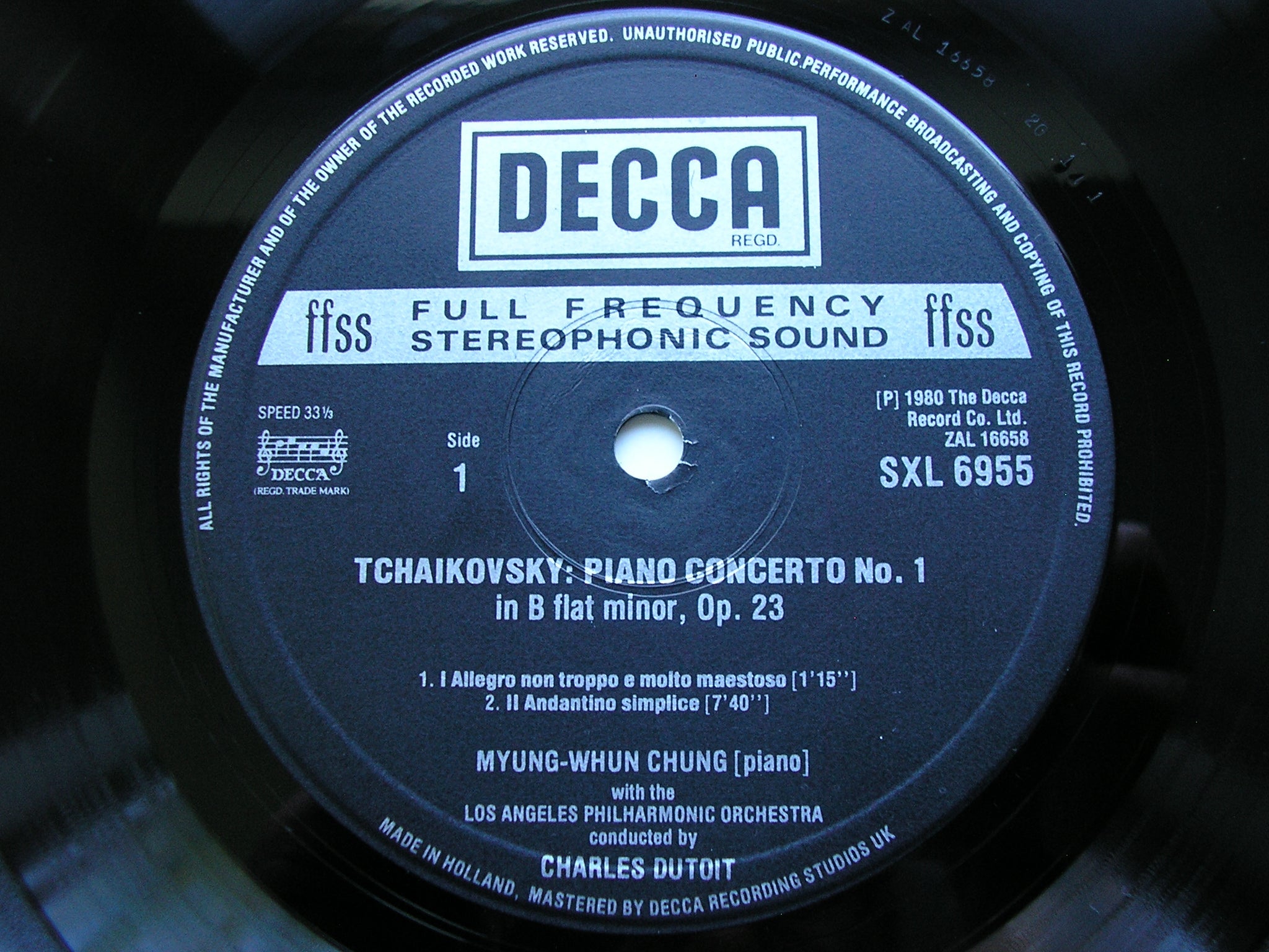 SXL 6955 TCHAIKOVSKY: PIANO CONCERTO No. 1 / VIOLIN CONCERTO MYUNG-WHUN CHUNG / MYUNG-WHA CHUNG / LAPO / DUTOIT