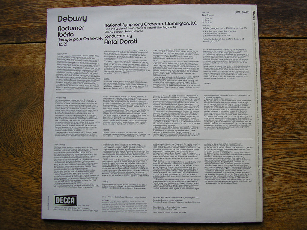 DEBUSSY: NOCTURNES / IBERIA       DORATI / NATIONAL SYMPHONY ORCHESTRA OF WASHINGTON      SXL 6742