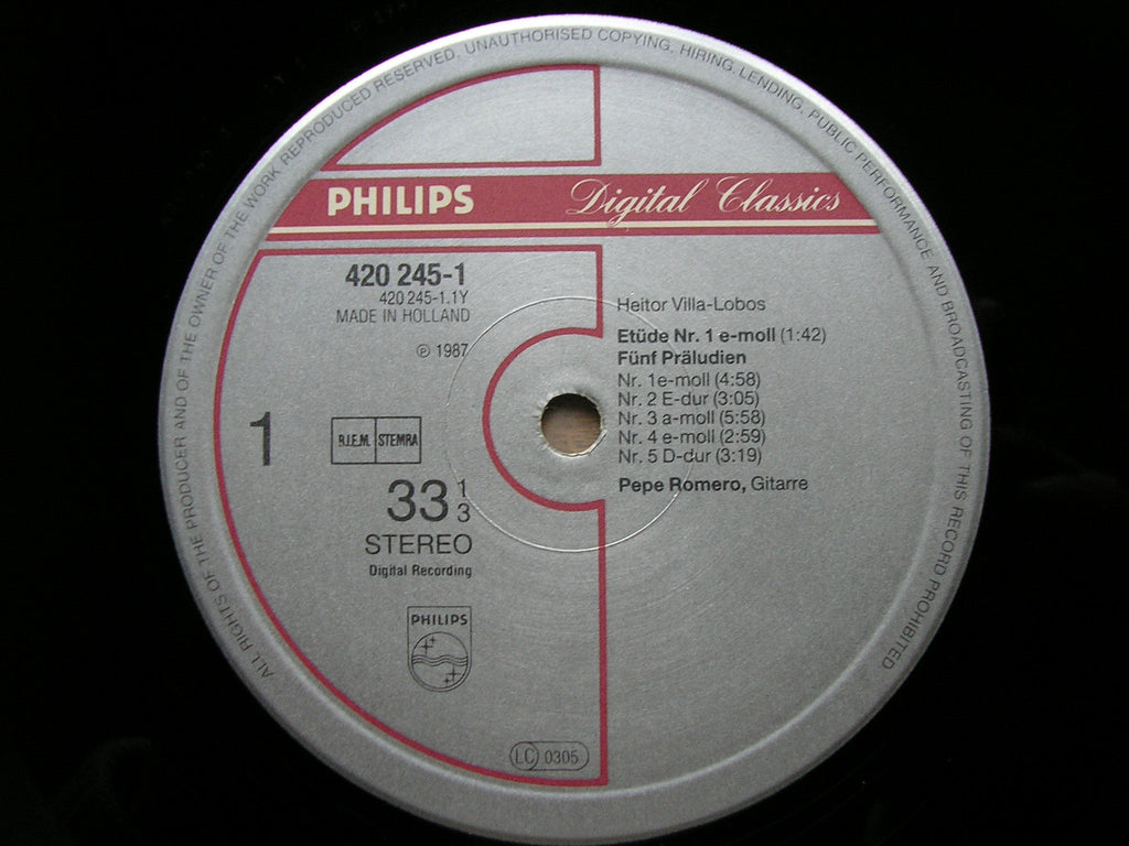 VILLA - LOBOS: 5 PRELUDES / ETUDE No.1 / SUITE POPULAIRE    PEPE ROMERO    420 245