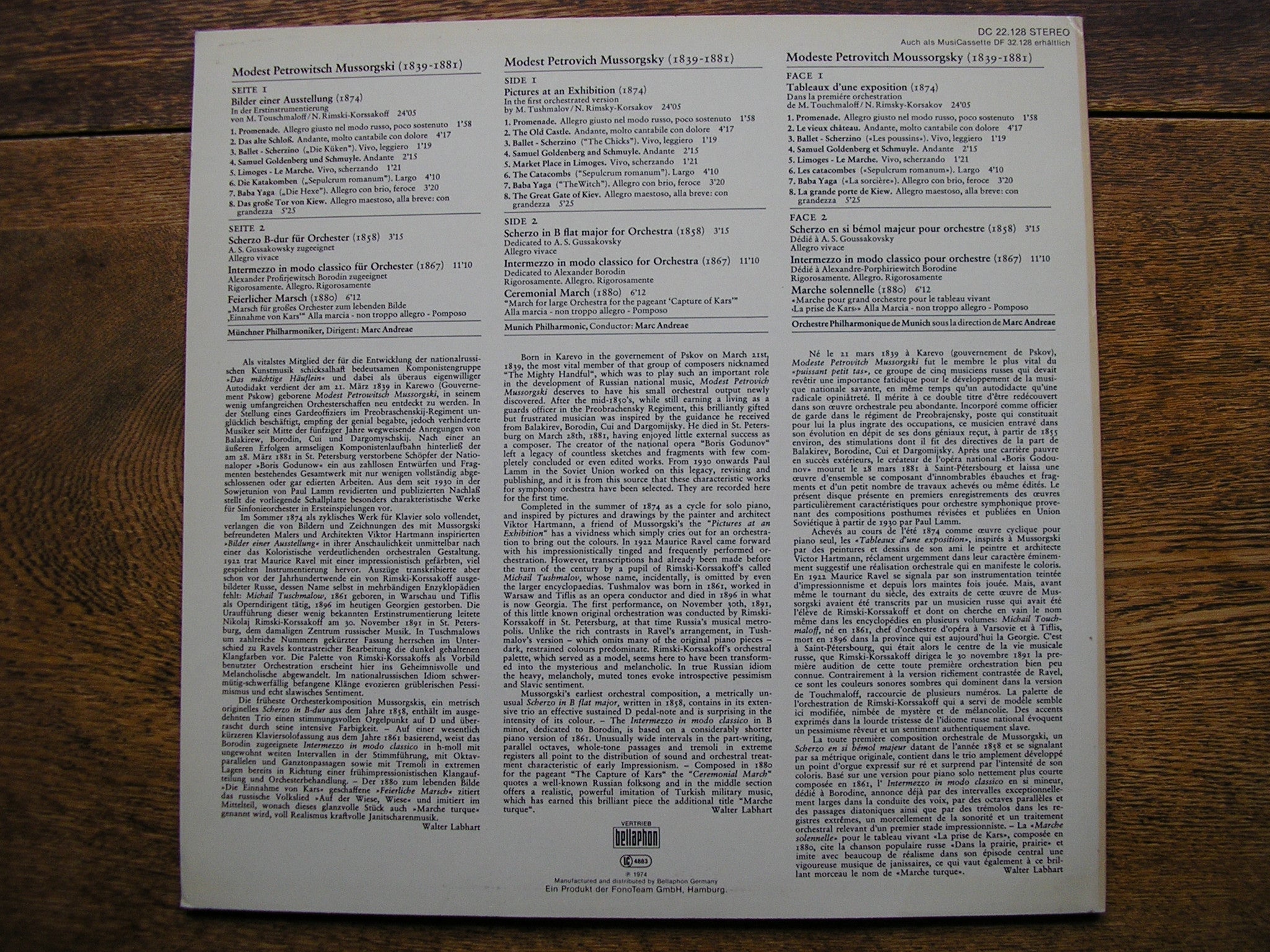 MUSSORGSKY: PICTURES AT AN EXHIBITION / SCHERZO / INTERMEZZO  MARC ANDREAE / MUNICH PHILHARMONIC  DC 22128