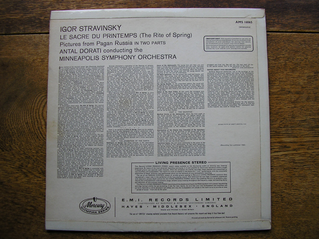 STRAVINSKY: THE RITE OF SPRING  DORATI / MINNEAPOLIS SYMPHONY  AMS 16065