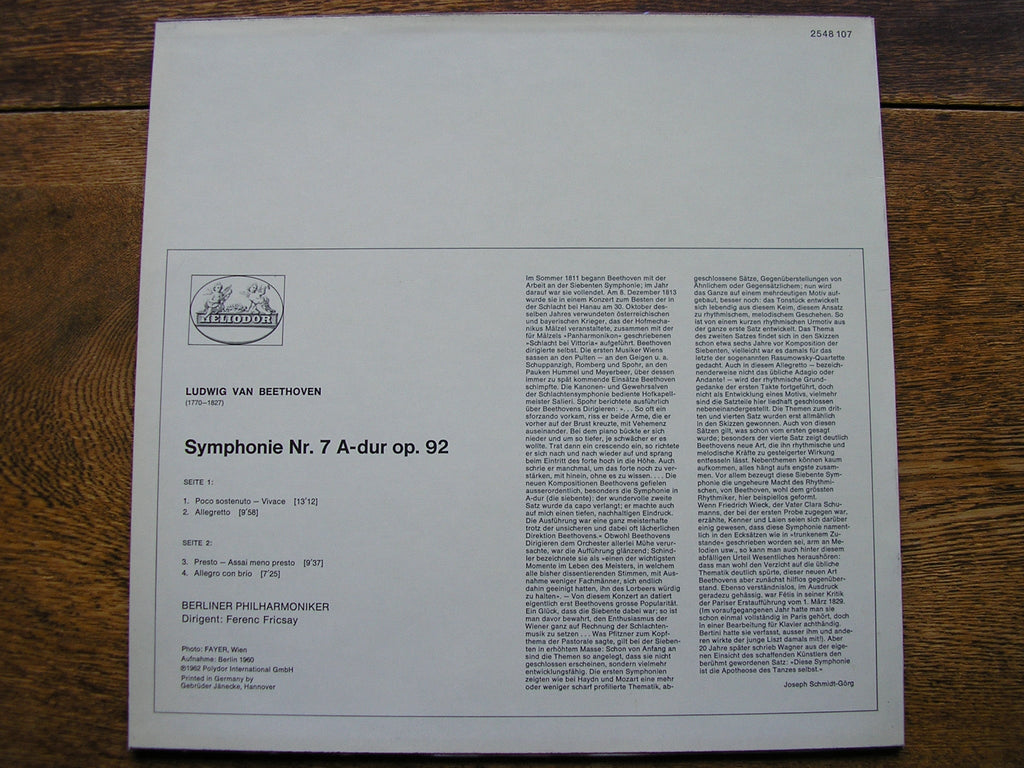 BEETHOVEN: SYMPHONY No. 7   FRICSAY / BERLIN PHILHARMONIC   2548 107