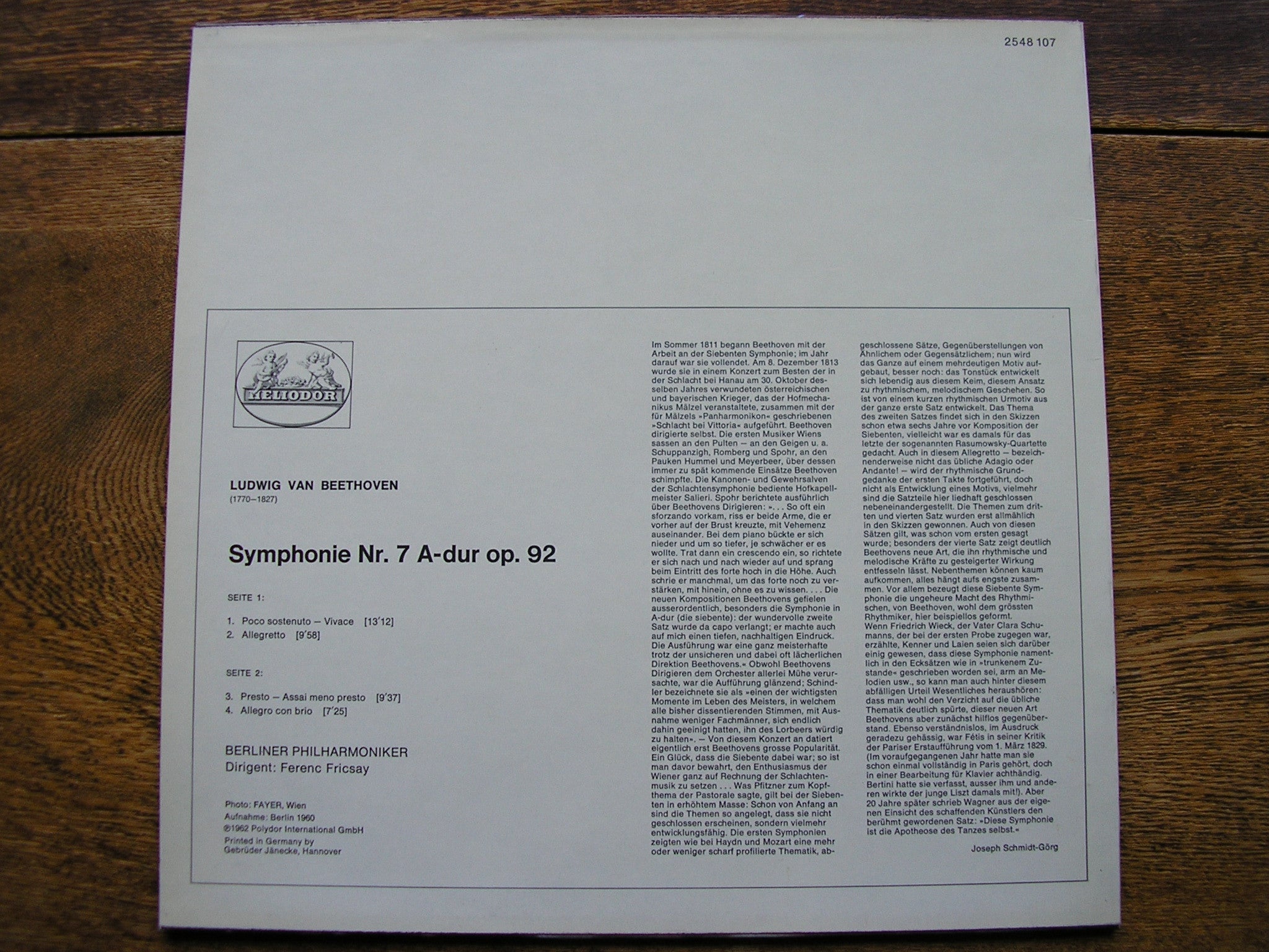 BEETHOVEN: SYMPHONY No. 7   FRICSAY / BERLIN PHILHARMONIC   2548 107