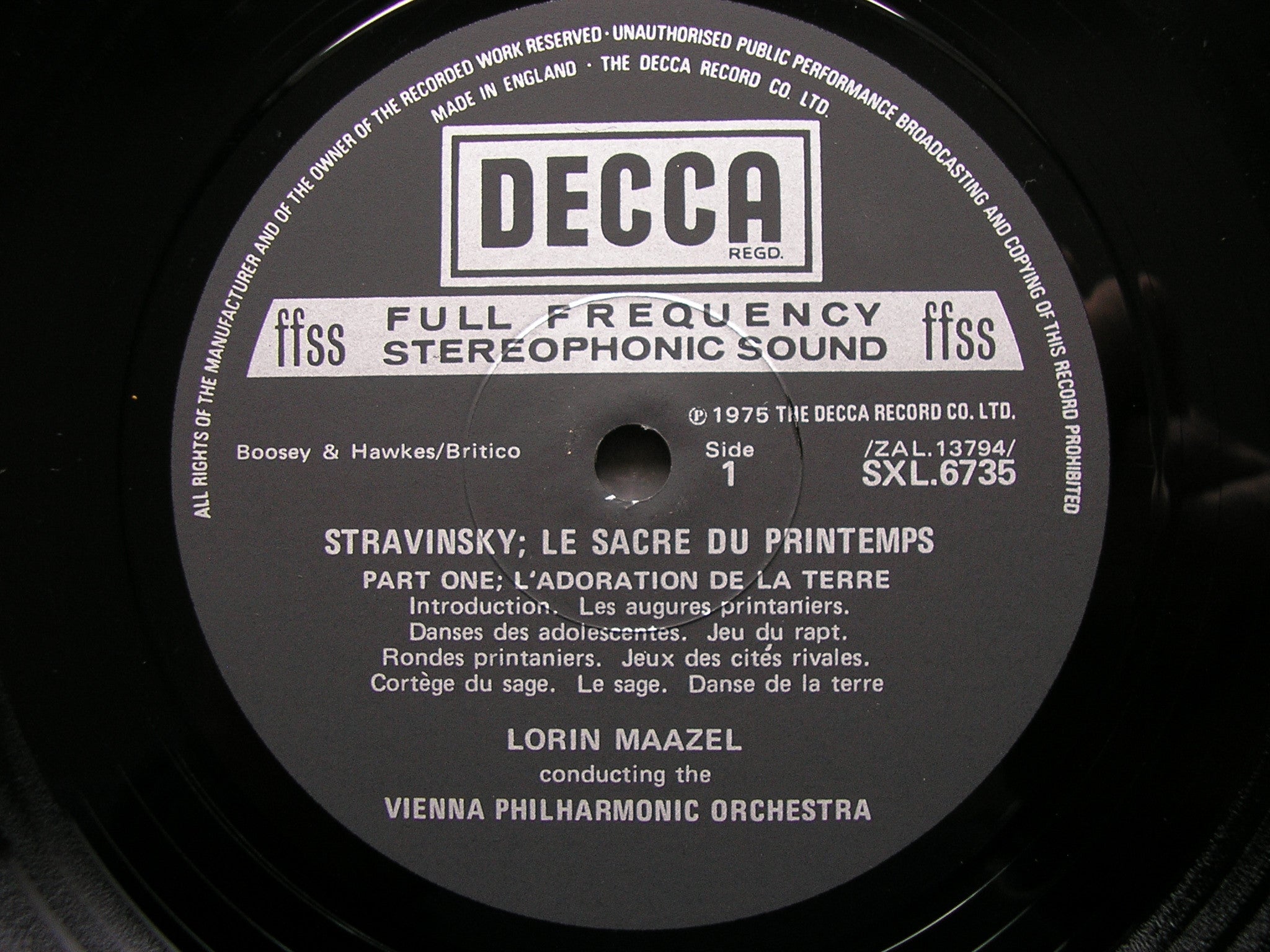 SXL 6735 STRAVINSKY: THE RITE OF SPRING MAAZEL / VIENNA PHILHARMONIC