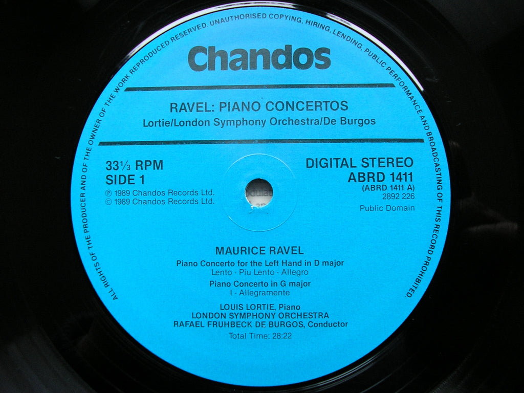RAVEL: THE PIANO CONCERTOS / FAURE: BALLADE   LORTIE / LONDON SYMPHONY / DE BURGOS   ABRD 1411