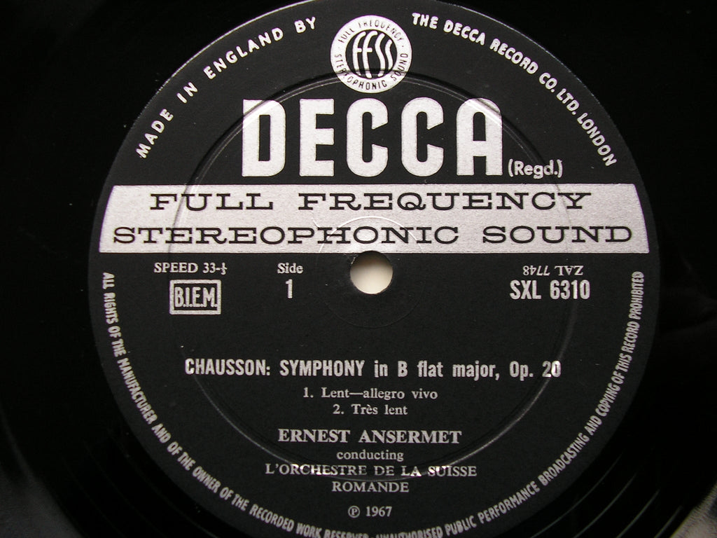 SXL 6310 CHAUSSON: SYMPHONY / FRANCK: LES EOLIDES ANSERMET / SUISSE ROMANDE