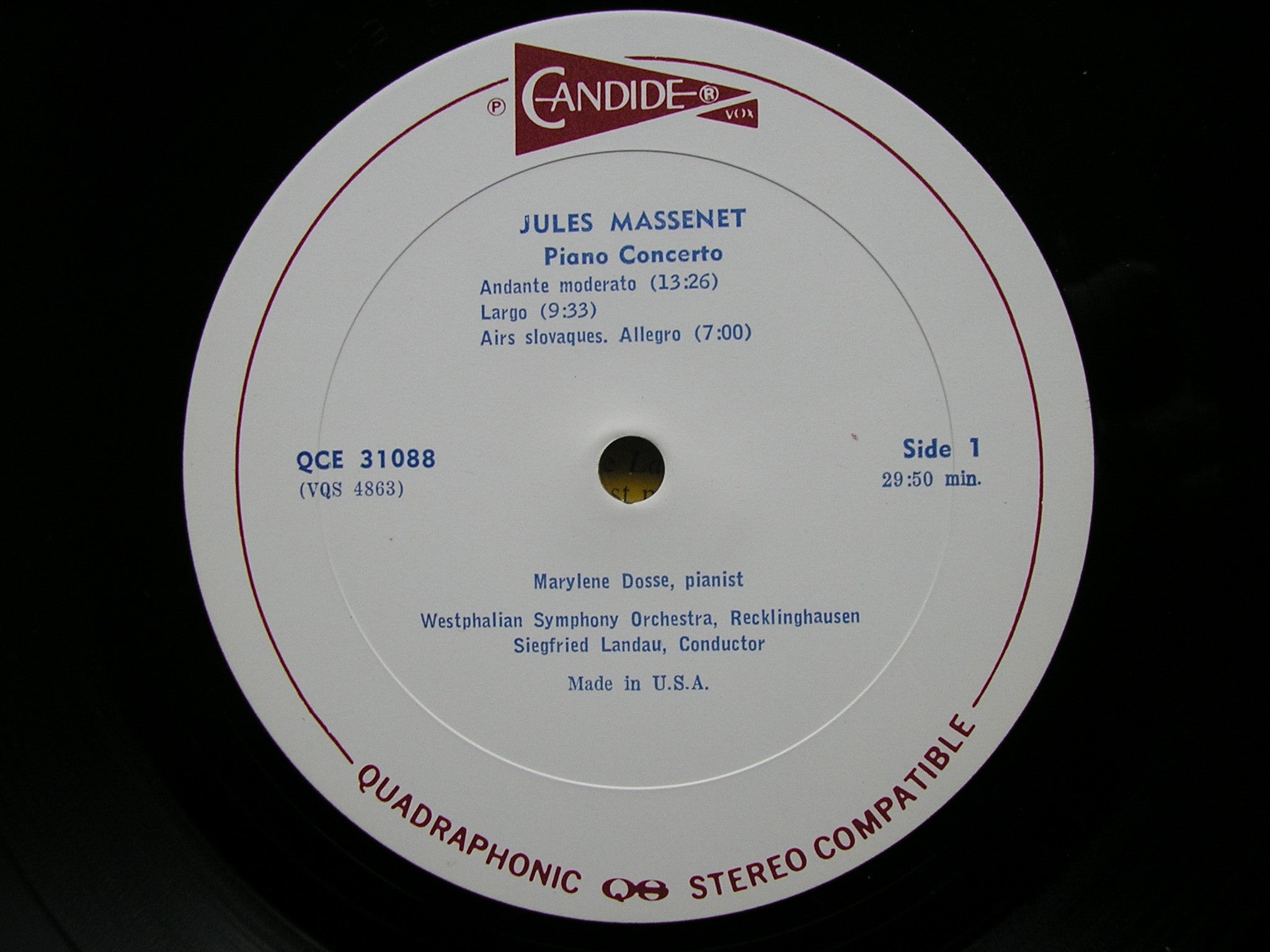MASSENET: PIANO CONCERTO / SAINT-SAENS: FANTASY 'AFRICA' / GOUNOD: FANTASY   DOSSE / WESTPHALIAN SYMPHONY / LANDAU  QCE 31088