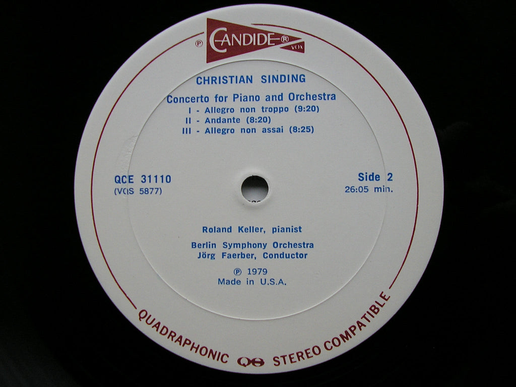 SINDING: PIANO CONCERTO / STAVENHAGEN: PIANO CONCERTO  KELLER / BERLIN SYMPHONY / FAERBER  QCE 31110
