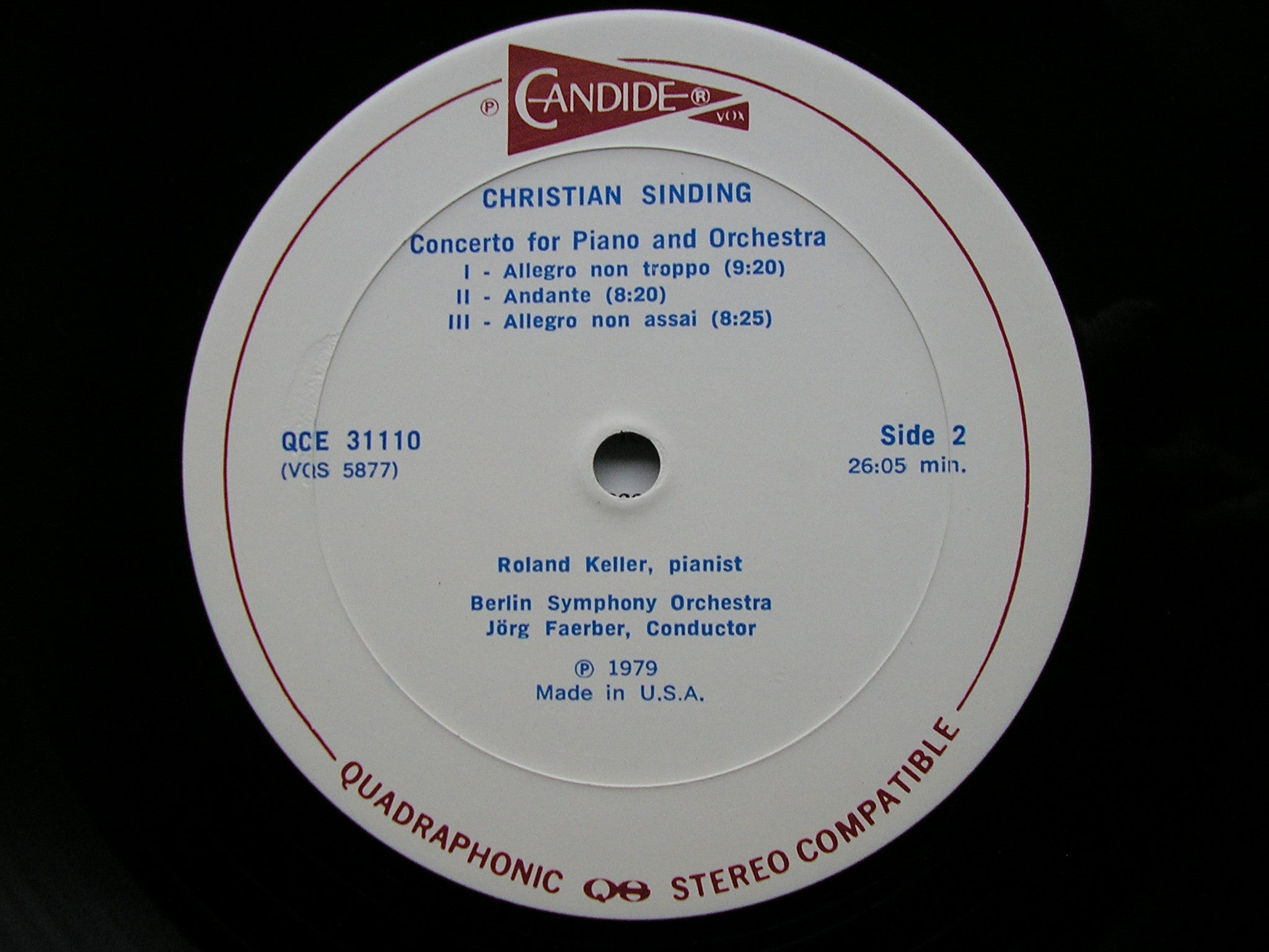 SINDING: PIANO CONCERTO / STAVENHAGEN: PIANO CONCERTO  KELLER / BERLIN SYMPHONY / FAERBER  QCE 31110