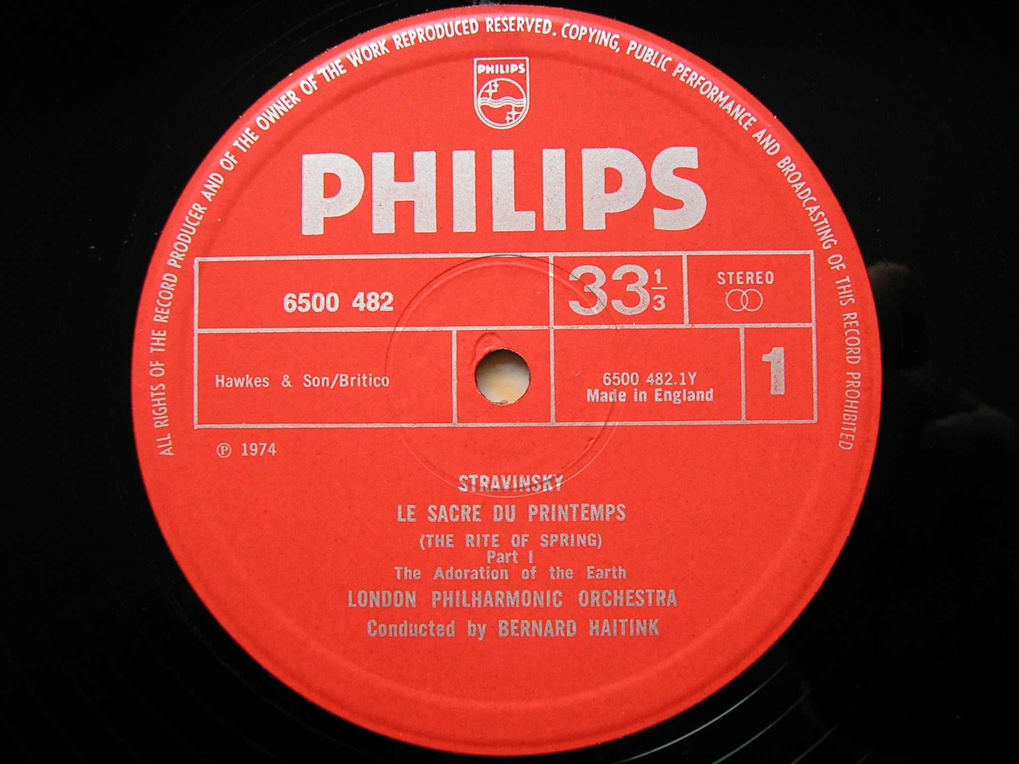 STRAVINSKY: THE RITE OF SPRING  HAITINK / LONDON PHILHARMONIC  6500 482