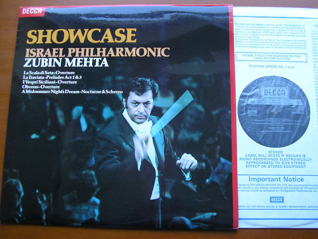 SXL 6843 ROSSINI / WEBER / VERDI / MENDELSSOHN: ORCHESTRAL WORKS MEHTA / ISRAEL PHILHARMONIC
