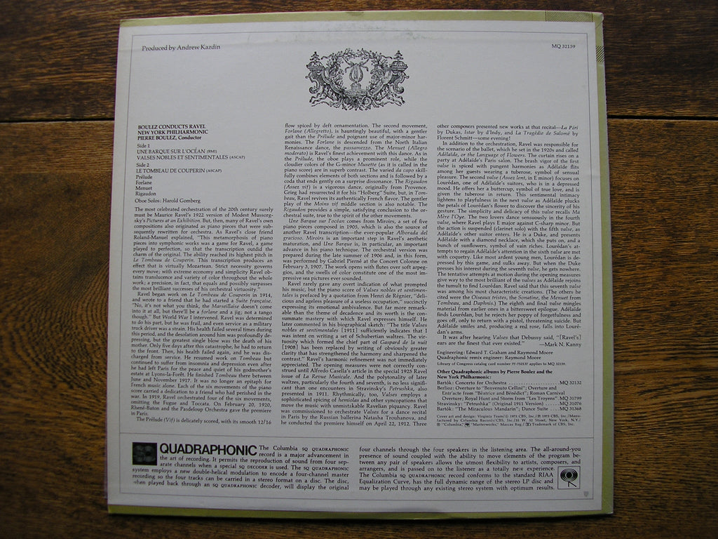 RAVEL: VALSES NOBLES / LE TOMBEAU / UNE BARQUE    BOULEZ / NEW YORK PHILHARMONIC   MQ 32159