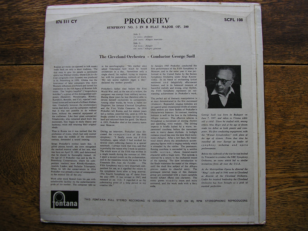 PROKOFIEV: SYMPHONY No. 5   SZELL / CLEVELAND ORCHESTRA   SCFL 108