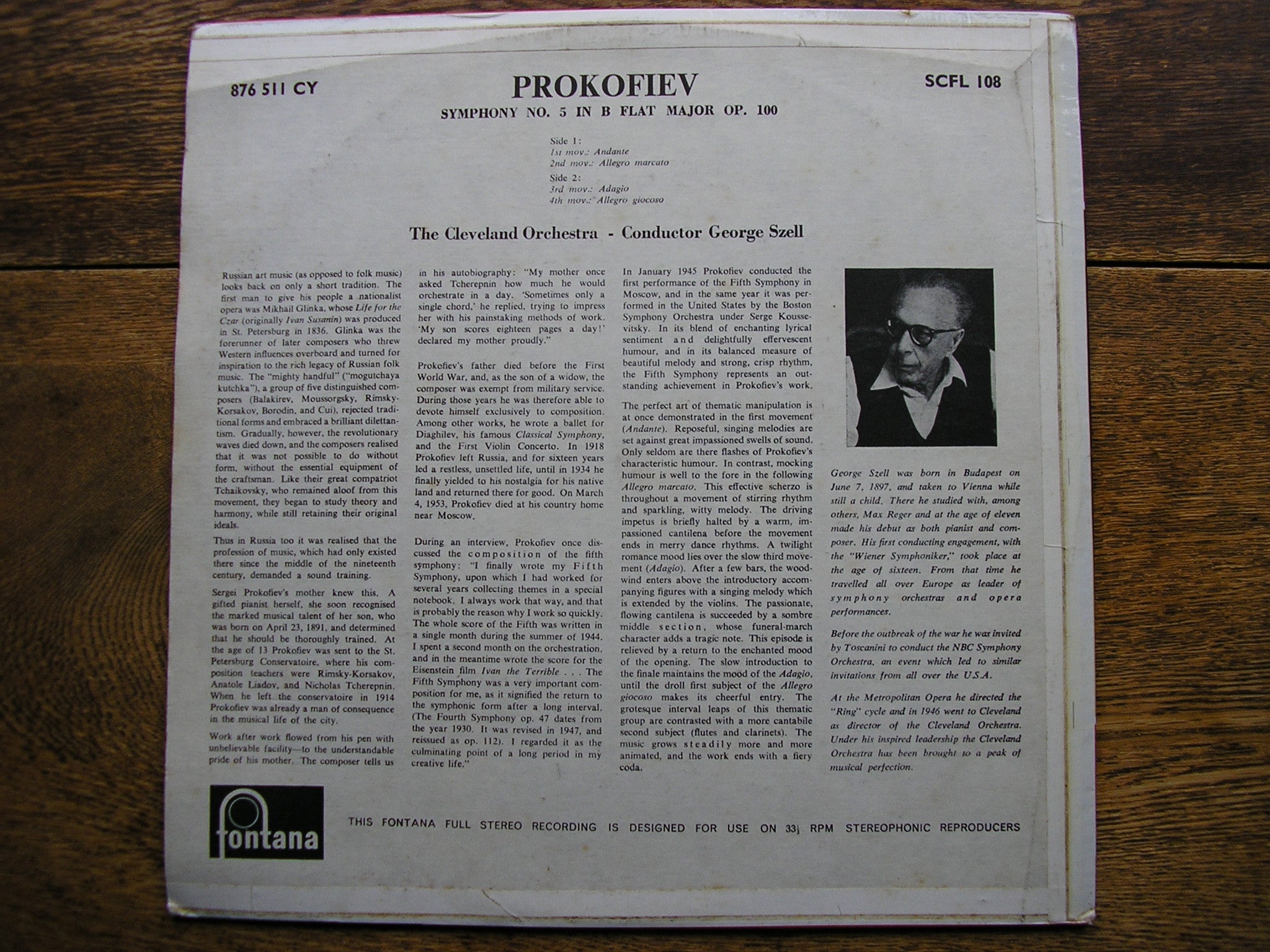 PROKOFIEV: SYMPHONY No. 5   SZELL / CLEVELAND ORCHESTRA   SCFL 108