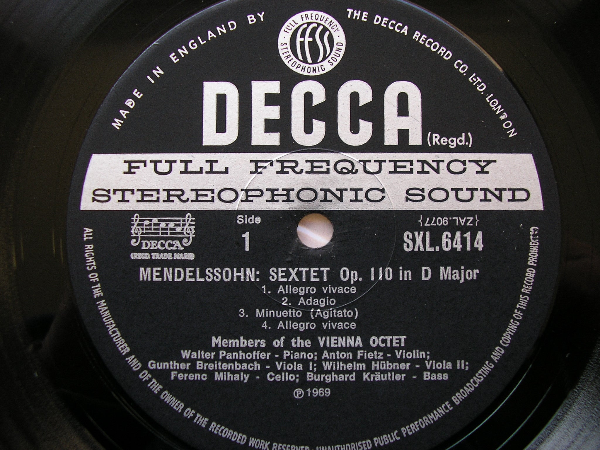 SXL 6414 BORODIN: QUINTET / MENDELSSOHN: SEXTET VIENNA OCTET MEMBERS