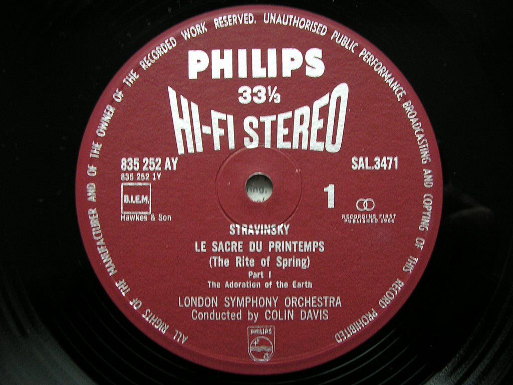 STRAVINSKY: THE RITE OF SPRING  DAVIS / LONDON SYMPHONY  SAL 3471