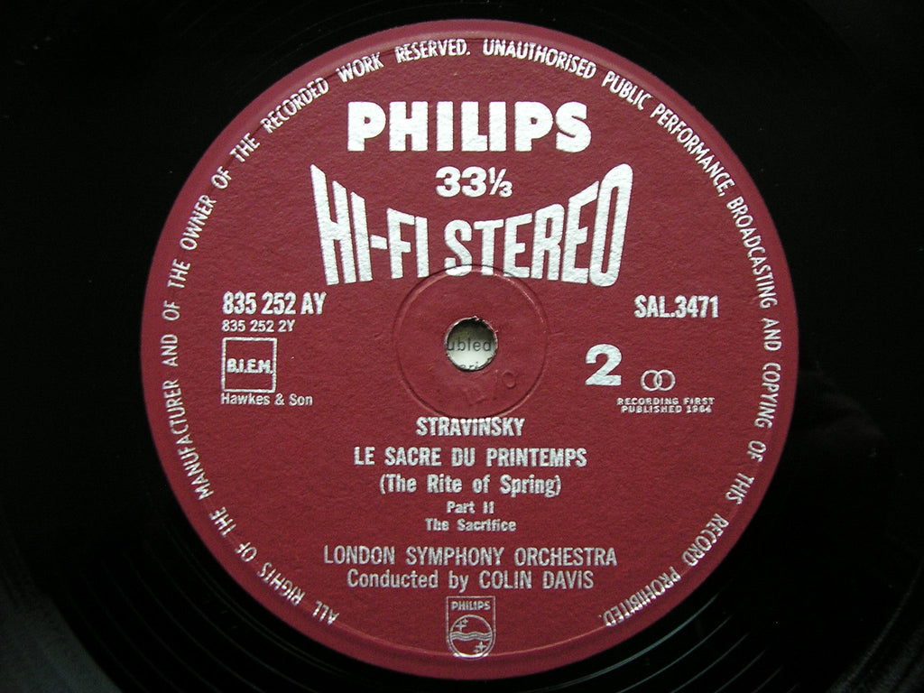 STRAVINSKY: THE RITE OF SPRING  DAVIS / LONDON SYMPHONY  SAL 3471