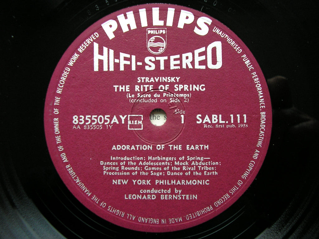 STRAVINSKY: THE RITE OF SPRING  BERNSTEIN / NEW YORK PHILHARMONIC  SABL 111