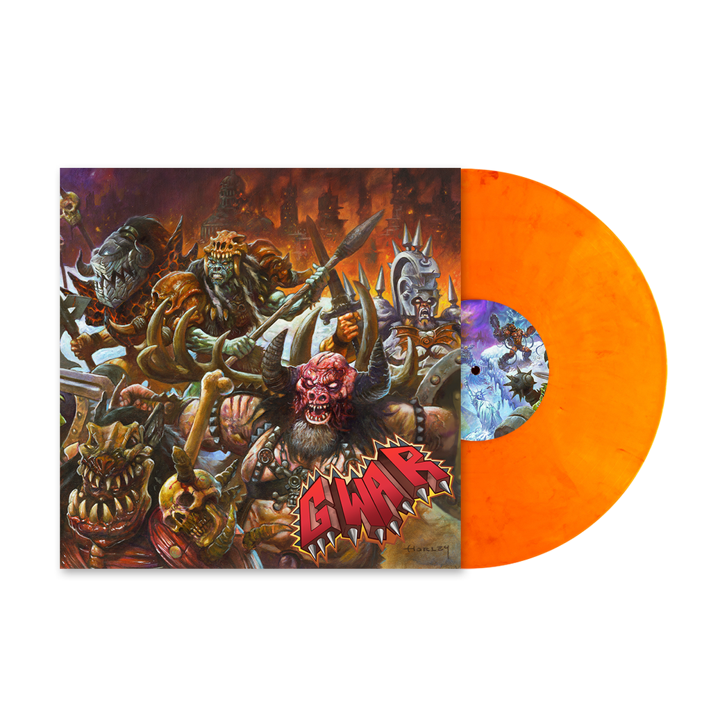 GWAR 'THE NEW DARK AGES' LP + BLOTHAR  THE BESERKER BOBBLEHEAD - SUNBOLT ORANGE