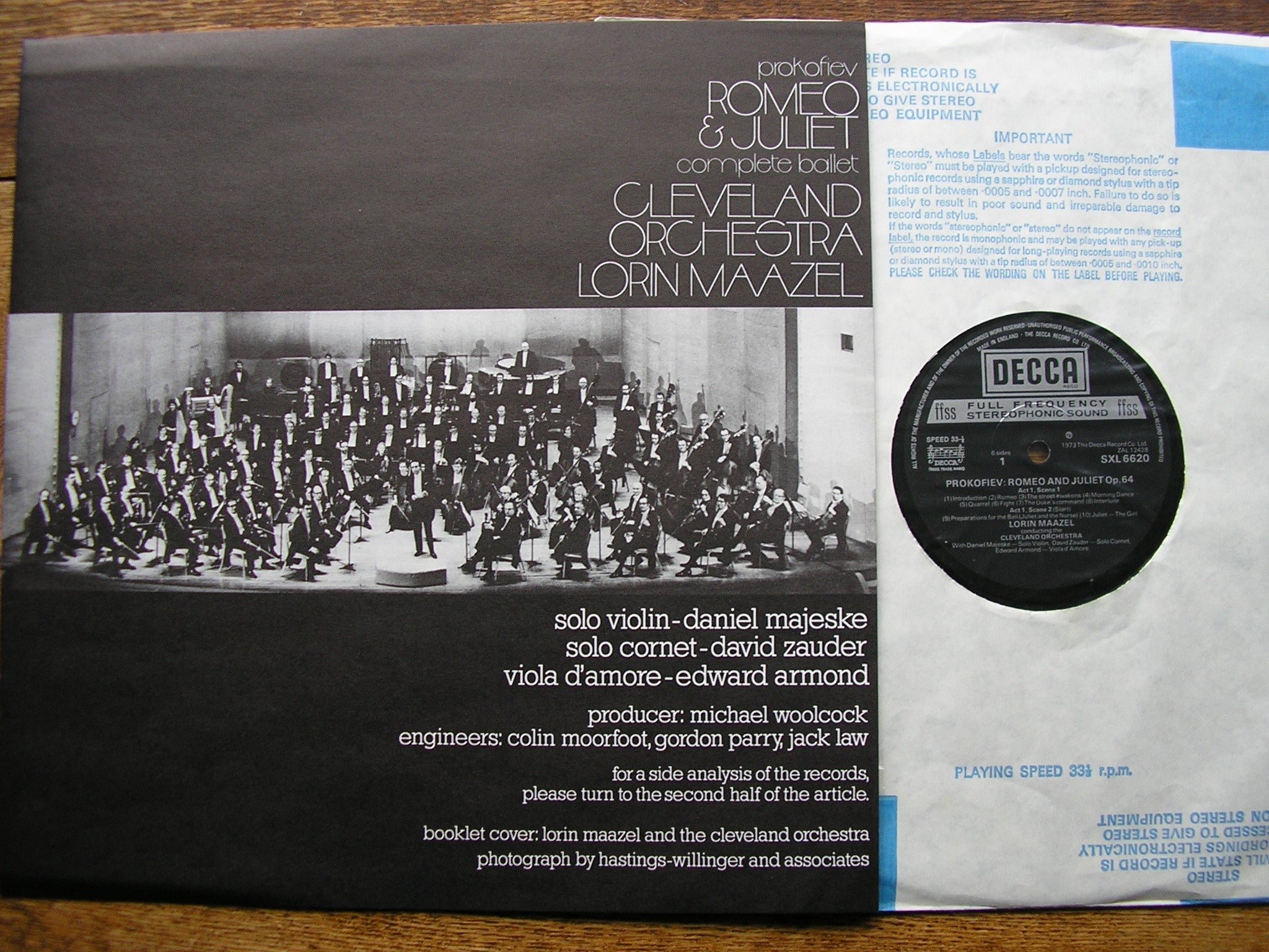 PROKOFIEV: ROMEO & JULIET Complete Ballet      MAAZEL / CLEVELAND ORCHESTRA   3LP    SXL 6620 / 2