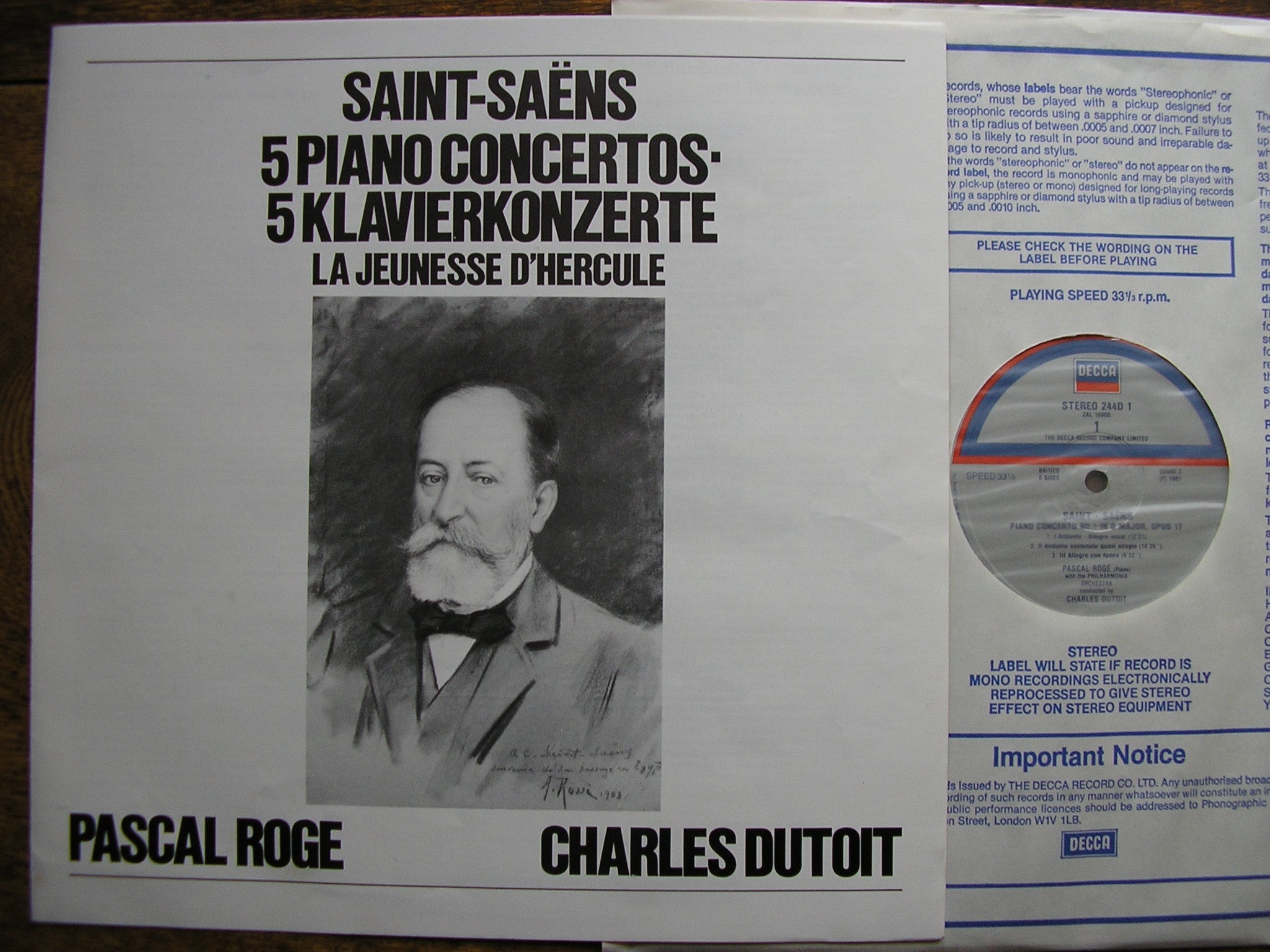 SAINT - SAENS: THE FIVE PIANO CONCERTOS   PASCAL ROGE / RPO / LSO /PO   DUTOIT   D244D3
