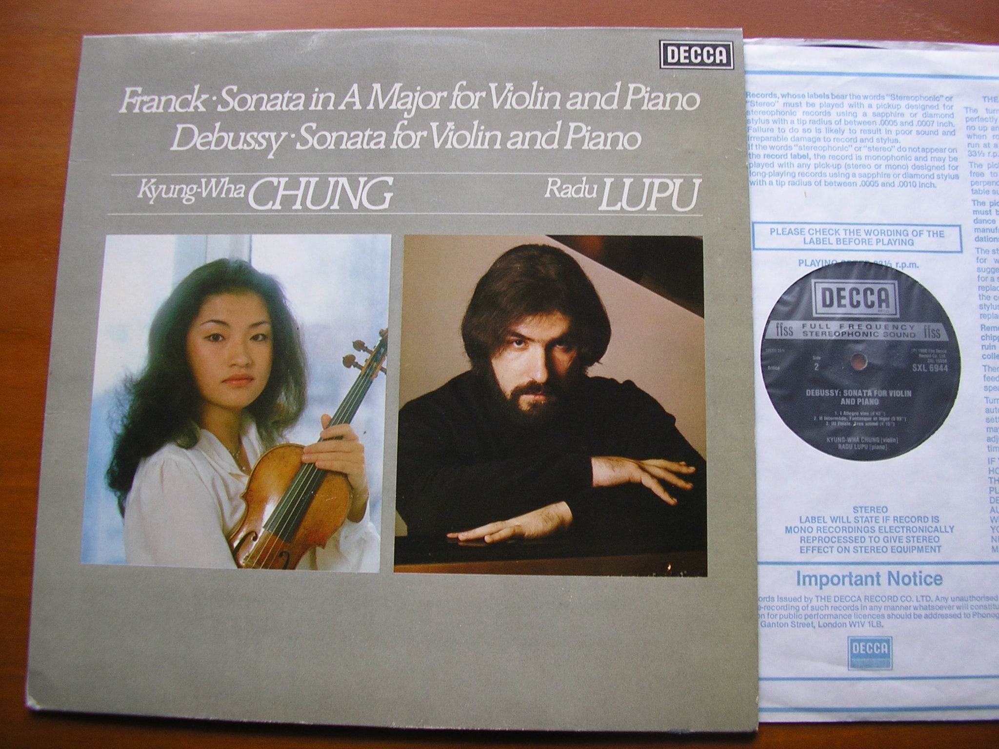SXL 6944 FRANCK & DEBUSSY: SONATAS FOR VIOLIN & PIANO CHUNG / LUPU