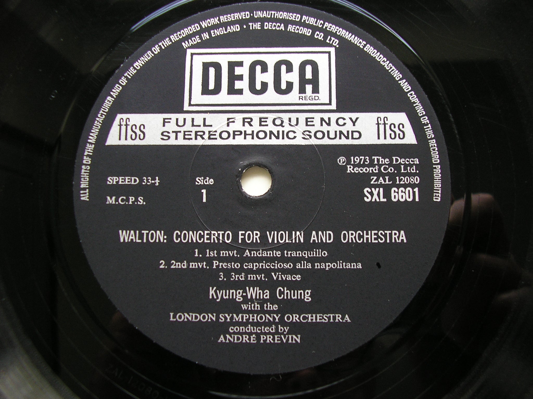 SXL 6601 WALTON & STRAVINSKY: VIOLIN CONCERTOS CHUNG / LONDON SYMPHONY / PREVIN