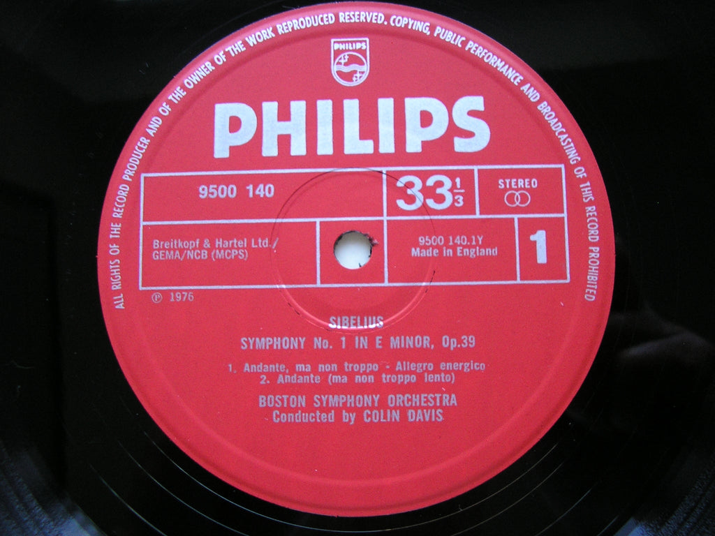 SIBELIUS: SYMPHONY No. 1 / FINLANDIA       DAVIS / BOSTON SYMPHONY    9500 140