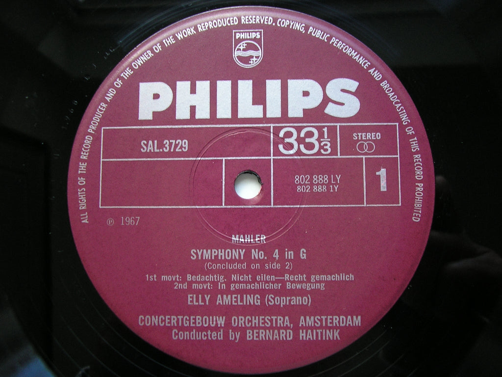 MAHLER: SYMPHONY No. 4      AMELING / CONCERTGEBOUW / HAITINK     SAL 3729