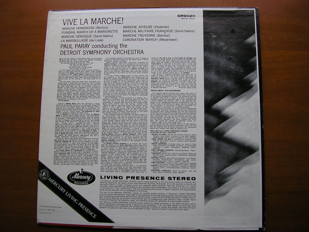VIVE LA MARCHE: BERLIOZ / CHABRIER / MEYERBEER / SAINT-SAENS     PARAY / DETROIT SYMPHONY    SR 90211