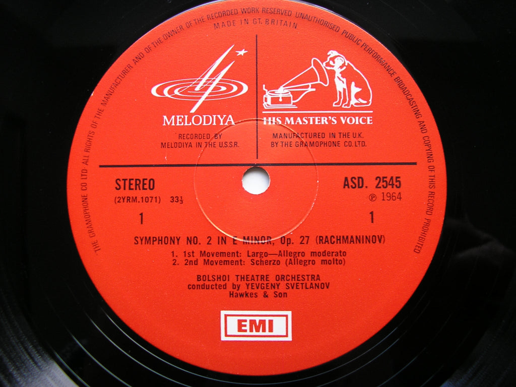 RACHMANINOV: SYMPHONY No. 2     SVETLANOV / BOLSHOI THEATRE ORCHESTRA      ASD 2545