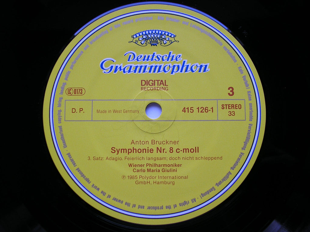 BRUCKNER: SYMPHONY No. 8      GIULINI / VIENNA PHILHARMONIC   2 LP     415 124