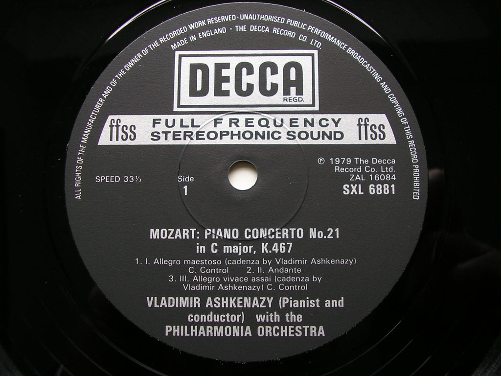 SXL 6881 MOZART: PIANO CONCERTOS Nos. 17 & 21 VLADIMIR ASHKENAZY / PHILHARMONIA